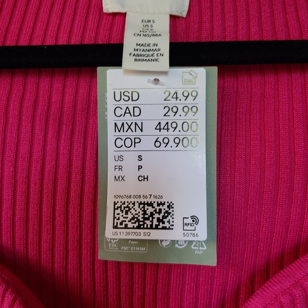 H&M Fushia Cable Knit Sweater Size Small - Picture 6 of 10
